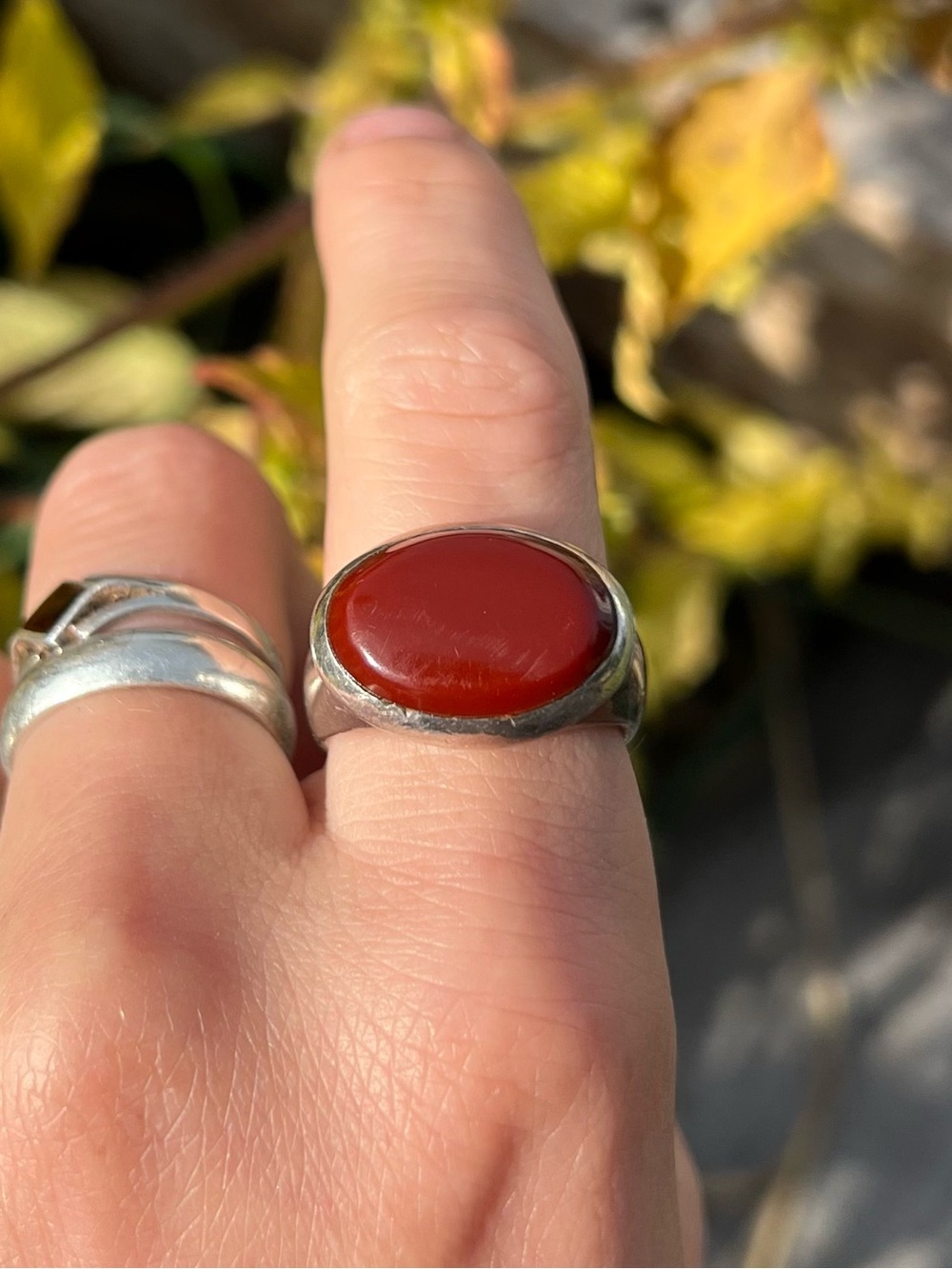 Chunky Silver & Red Ring - Picture 3 of 10